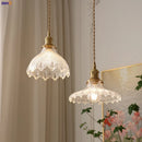 GobekUsa Green Glass LED Pendant Lamp with Copper Wood Handle for Modern Nordic Home Decor