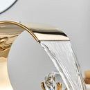 GobekUsa Crystal Waterfall Basin Faucet with Wide Spout for Bath Sink - Hot and Cold
