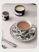 GobekUsa Black Bird Ceramic Coffee Cup and Saucer Set for English Afternoon Tea and Coffee