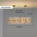 GobekUsa Gold Crystal Chandelier: Luxury LED Hanging Lamp for Living and Dining Room