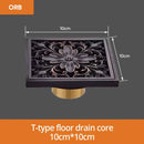GobekUsa Black Brass Shower Drain Strainer Floor Cover Square Art Carved Grate Basins SY-073R