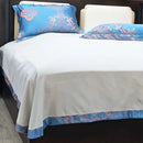 GobekUsa Blue Satin Jacquard Queen Duvet Cover Set with Sheet & Pillowcases