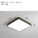 GobekUsa LED Ceiling Lights: Modern Golden Ring Square Round Black Metal Minimalist Lamp