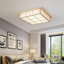 GobekUsa Japanese Wooden Square LED Ceiling Lights for Modern Living Room and Kitchen