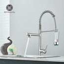 GobekUsa Dual Spout Brass Kitchen Sink Faucet with 360° Rotation - Chrome