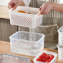 GobekUsa Fridge Storage Containers with Drain Basket for Kitchen Organization