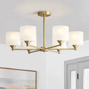GobekUsa LED Black/Gold Ceiling Chandelier with Lampshade for Elegant Living Room Decor