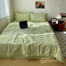 GobekUsa Korean Princess Lace Ruffles Summer Quilt Bedspread - 3Pc Bedding Set