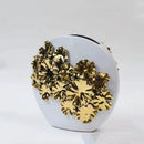 GobekUsa Gold Embossed Flower Ceramic Vase for Home Decoration and Floral Arrangements