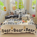 GobekUsa Cartoon Printed Bedding Set: Soft Cozy Duvet Cover, Bedsheet, Pillowcase, Single Double Bedclothes