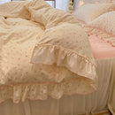 GobekUsa Lace Bedding Set: Printed Design, Single Queen Size, Cozy Quilt Cover, Fitted Sheet, 2 Pillowcases