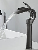 GobekUsa Black Brass Bathroom Basin Faucet With Waterfall Design