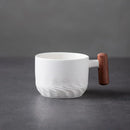 GobekUsa Gradient Glaze Ceramic Coffee Cup with Wooden Handle for Home and Office