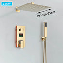 GobekUsa Gold Digital Display Shower Set with Rainfall Head - Waterfall Bath Shower System