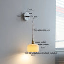 GobekUsa Ash Wood LED Wall Light with Pull Chain Switch – Japanese Style Bedside Lamp