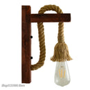 GobekUsa Hemp Rope Wall Lamp Wood Sconce E27 Industrial Indoor Outdoor Light