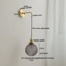 GobekUsa Glass Copper LED Wall Lights with Knob Switch, Modern Bedside Lamp