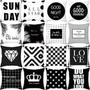 GobekUsa Black Geometry Letters Print Cushion Cover for Home Decor & Office