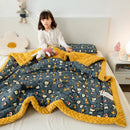 GobekUsa Cotton Floral Double Quilt | Retro Soothe Doudou Bedding Blanket