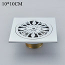 GobekUsa Antique Brass Square Fish Carved Bathroom Floor Drain Hair Strainer
