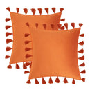 GobekUsa Boho Tassel Fringe Orange Pillow Covers Pack for Home Decor