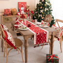 GobekUsa Christmas Cartoon Jacquard Table Runner with Embroidered Tassel - Festive Dining Room Decor