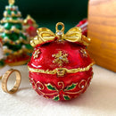 GobekUsa Jingle Bell Trinket Box With Crystals, Hand-painted, Christmas Tree Decor