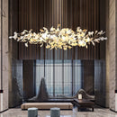 GobekUsa Luxe Ginkgo Leaves Chandelier Pendant Light for Living Room Bedroom