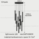 GobekUsa Cylindrical LED Staircase Chandelier Suspension Light - Modern Villa Water Pipe Fixture