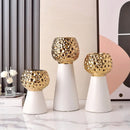GobekUsa Gold Hammer Pattern Ceramic Vase: Creative Plant Pot for Table Decoration and Floral Arrangement