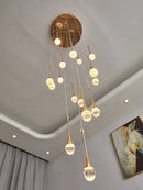 GobekUsa Crystal Chandelier: Modern LED Water Droplet Staircase Light