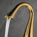 GobekUsa Black & Gold Basin Faucet: 3 Hole Waterfall Bathroom Sink Tap, Total Brass