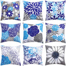GobekUsa Blue Floral Cushion Cover 45x45cm for Modern Home Decor & Office Sofa