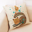 GobekUsa Cat Design Linen Pillowcase 45x45cm for Home Decor and Cushion Covers