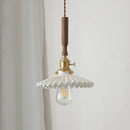 GobekUsa Ceramic Walnut Wood LED Pendant Light Fixture for Dining Room and Home Decor
