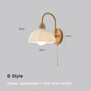 GobekUsa Cream LED Wooden Flower Wall Lamp, Modern Bedroom Bedside Reading Light