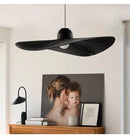 GobekUsa Designer Fabric Hat Chandelier, White & Black LED Pendant Lamp for Living Room