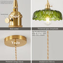Nordic Green Glass Pendant Light With Brass Accents