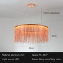 GobekUsa LED Tassel Chandelier Pendant Light for Living Room Villa Hall Silver Lustre