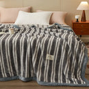 GobekUsa Japanese Striped Coral Fleece Blanket: Warm Sofa Cover, Office Nap Shawl, All Seasons