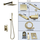 GobekUsa Brushed Gold In-Wall Shower Set with Rainfall Shower Head 8-12"