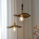 GobekUsa Brass Knob Switch LED Pendant Light, Nordic Amber Glass Hanging Lamp