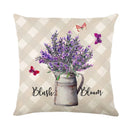 GobekUsa Lavender Flower Linen Pillowcase for Sofa Car, Living Room Decor, Throw Pillow Case