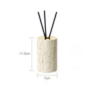 GobekUsa Beige Travertine Marble Bathroom Accessories Set - Soap Dispenser, Soap Dish, Reed Diffuser