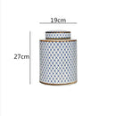 GobekUsa Chinese Retro Ceramics Golden Vase with Cover for Home Décor and Organization
