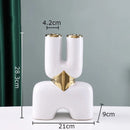 GobekUsa Gold Geometry Ceramic Vase Desk Decoration Modern Floral Room Decor Vase