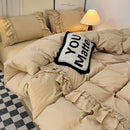 GobekUsa Lace Patchwork Duvet Cover Set, Soft Microfiber, Full Queen Size Bed Linen Pillowcase