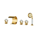 GobekUsa Gold Crystal Brass Bathtub Faucet Set with Hand shower Head