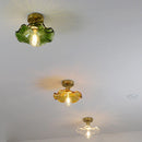 GobekUsa Green Glass LED Ceiling Lamp for Home Living Room and Hallway Lighting