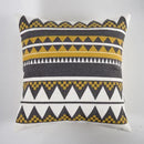GobekUsa Geometric Canvas Cotton Cushion Cover - Yellow Grey/White Embroidery Square Pillow Cover